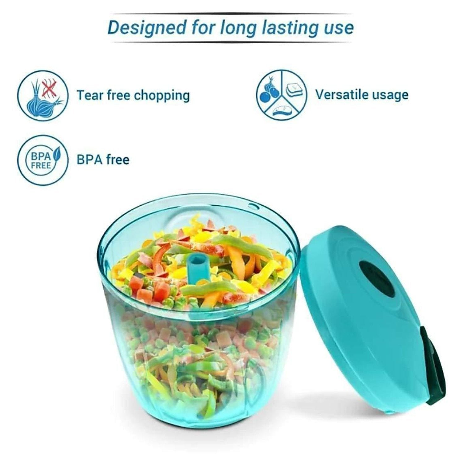 0065A Manual Stainless Steel Compact Extra Sharp Vegetable Chopper with 5 Blades (750 ml) 0065A Manual Stainless Steel Compact Extra Sharp Vegetable Chopper with 5 Blades (750 ml)
